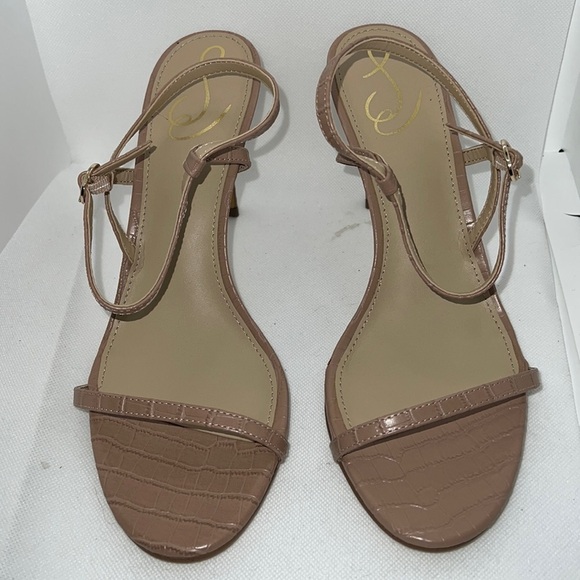 Sam Edelman Doran Maple croc embossed print leather heels sandals nude Sz‎ 10 M - Picture 8 of 14